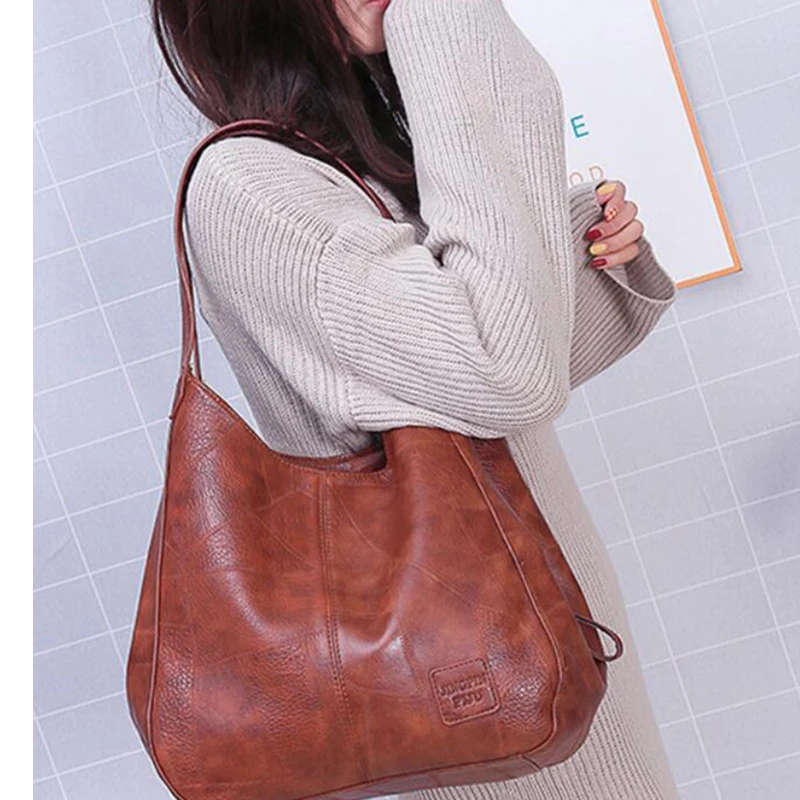 

Vintage Shoulder Bag Female PU Leather Womens Bag Designers 2021 Luxury Totes Fashion Top-handle Bags Travel Bag for Ladies