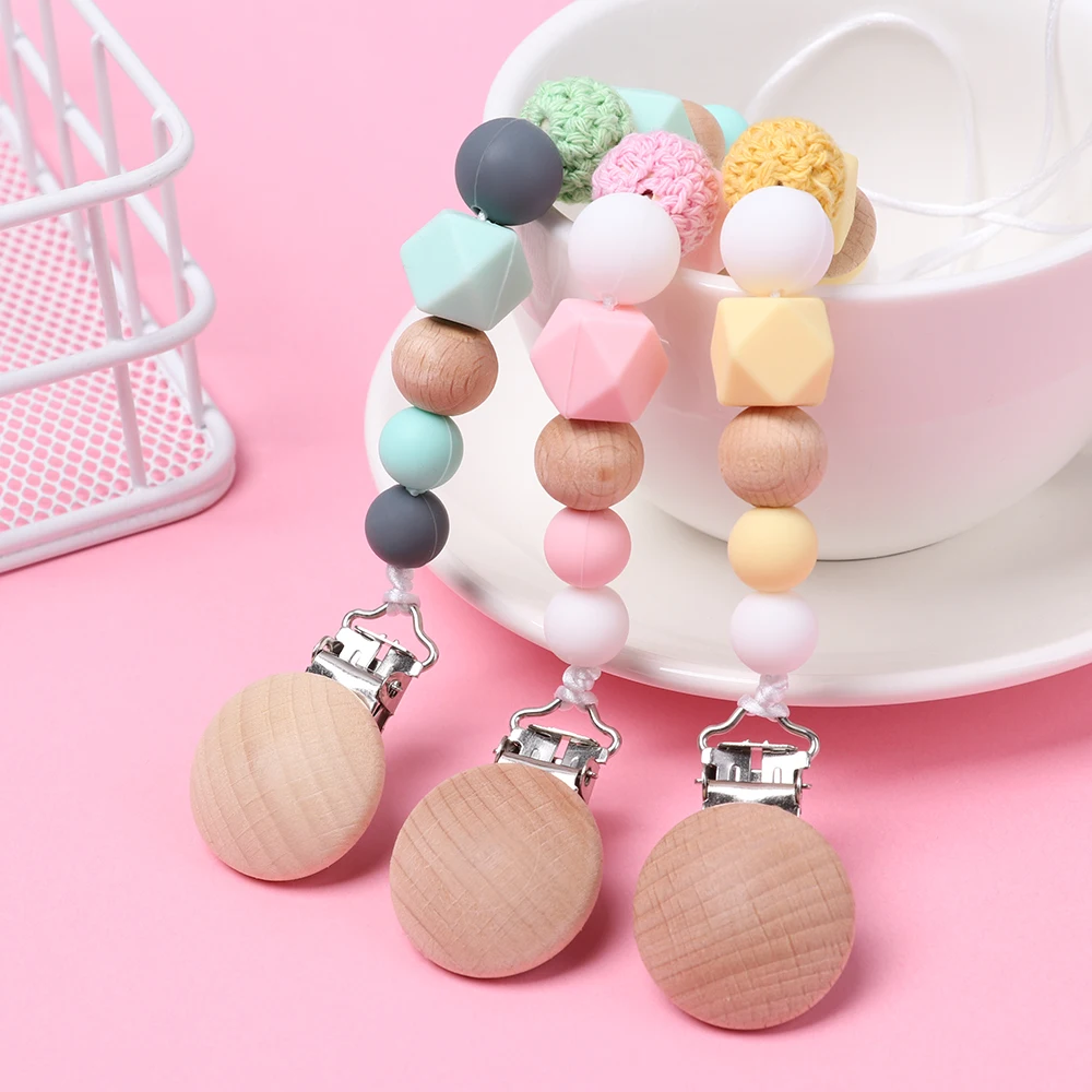 Новинка Детские зажимы пустышка силиконовая деревянная цепочка соска для