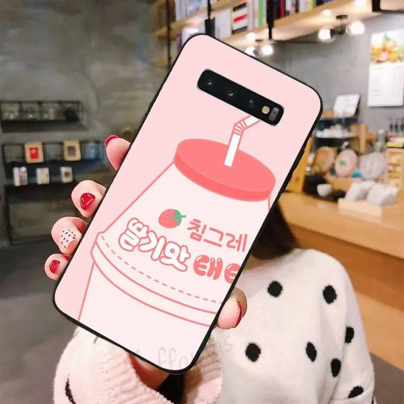 

Cute Strawberry Milk Pattern Phone Case For Samsung A50 A51 A71 A20E A20S S10 S20 S21 S30 Plus ultra 5G M11 funda shell
