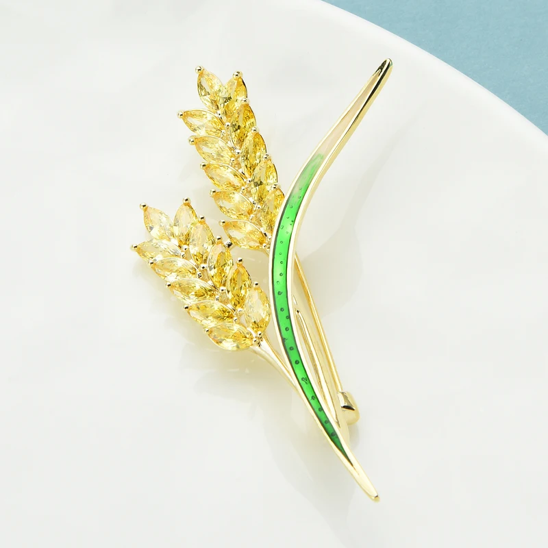 

Wuli&baby New Wheat Brooches Women Unisex Enamel Leaf Beauty Wheat Flower Office Party Brooch Pins Gifts