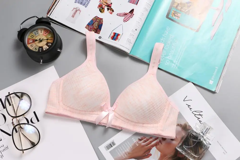 Wire Free Lingerie Push Up Bra Breathable Underwear Teenage Girl Underwear Puberty Young Girls Children Teens Training Bra - Цвет: Розовый
