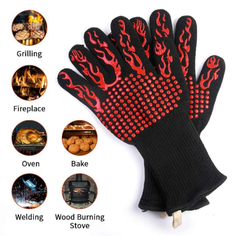 

One Piece Grilling Gloves Food Grade Kitchen Barbecue Oven Glove Protective Gear Heat Resistant Silicone Cook Baking Gloves