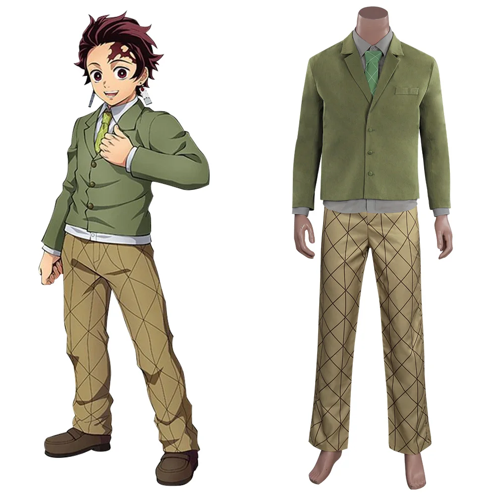 

Demon Slayer Kimetsu no Yaiba Kamado Tanjirou Cosplay Costume School Uniform Outfits Halloween Carnival Suit