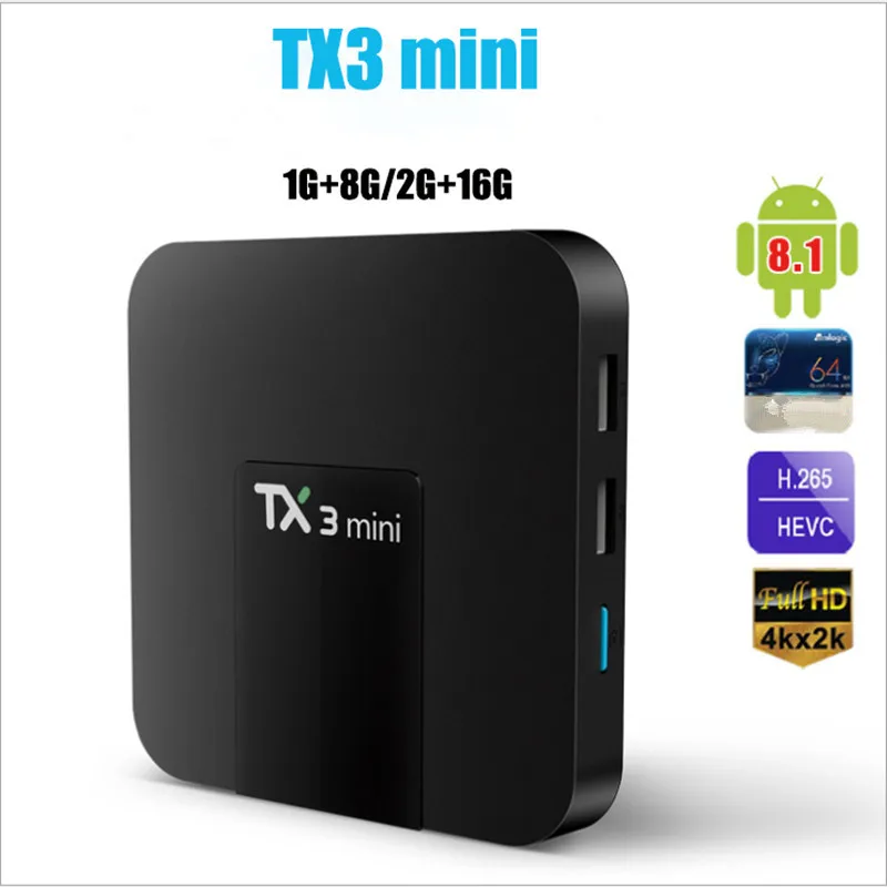 

ТВ-приставка TX3 Mini Smart TV Box Android 8,1 Amlogic H313 1 ГБ 8 ГБ 2 Гб 16 Гб 4K H.265 2,4G 5G Dual wifi телеприставка медиаплеер PK H95 T95