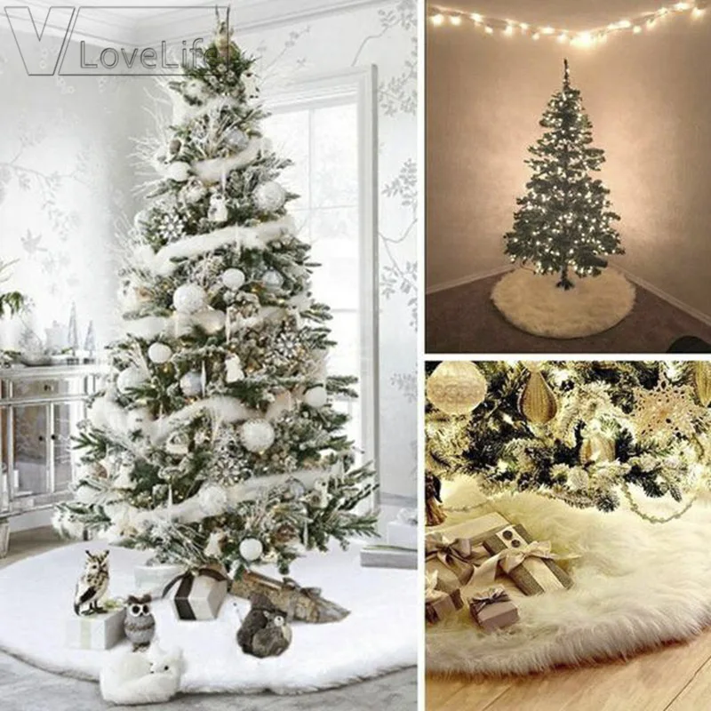 1 шт. белая юбка на рождественскую елку коврик фартуки меховые украшения для дома