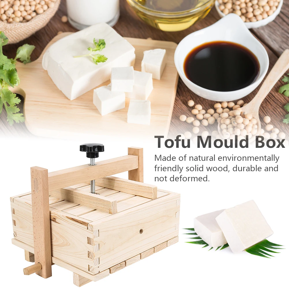 

2-in-1 Wooden Tofu Cheese Maker & Press with 3PCS Cloth Durable asy to Assemble for Home Tofu DIY