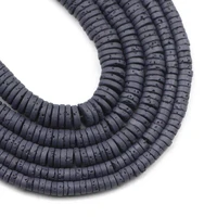 wlyees natural black volcanic lava stone beads for jewelry making 4 6 8mm flat round rock loose spacer beads diy bracelets 15