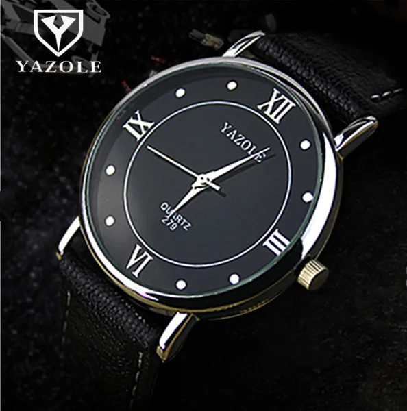 YAZOLE новые мужские часы бизнес-модели дикие Модные простые кварцевые с кожаным