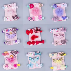 1 комплект = 5 шт., новые детские волосы для девочек, аксессуары, заколки для волос, детские заколки, детская ткань, бант, цветочный головной убор, заколки для волос, головной убор