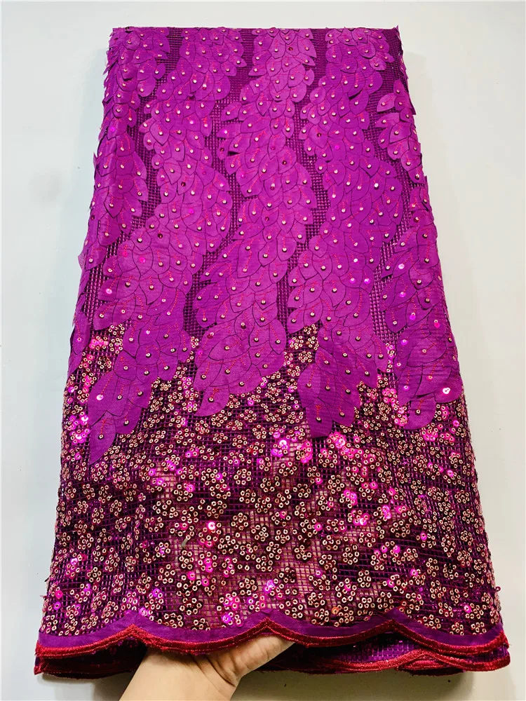 Hot Sell purple color Africa Sequins Lace Fabric Top Quailty Trim African Embroidery Net For Woman FYIN16 | Дом и сад