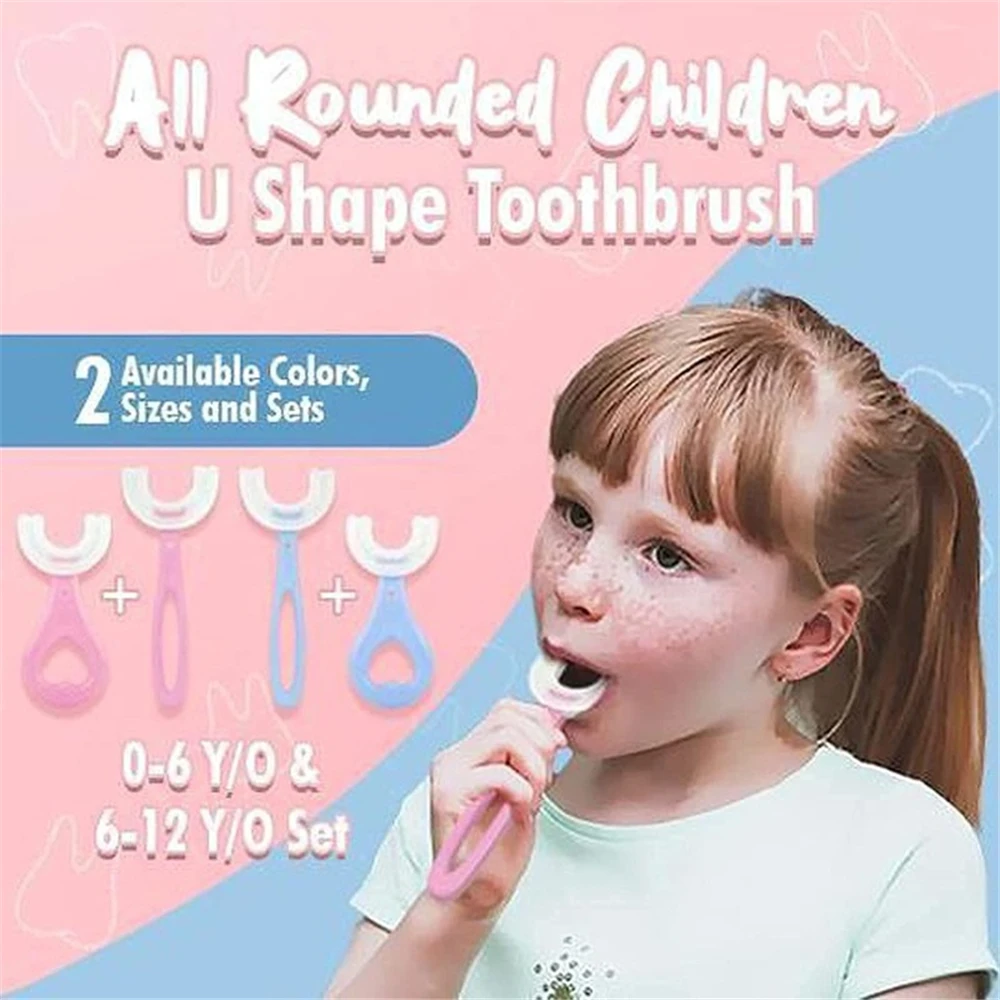 Cepillo de dientes en forma de U para ni&ntilde;os, mordedor infantil de 360 grados, cepillo de silicona para ni&ntilde;os peque&ntilde;os, cuidado bucal, limpieza-5