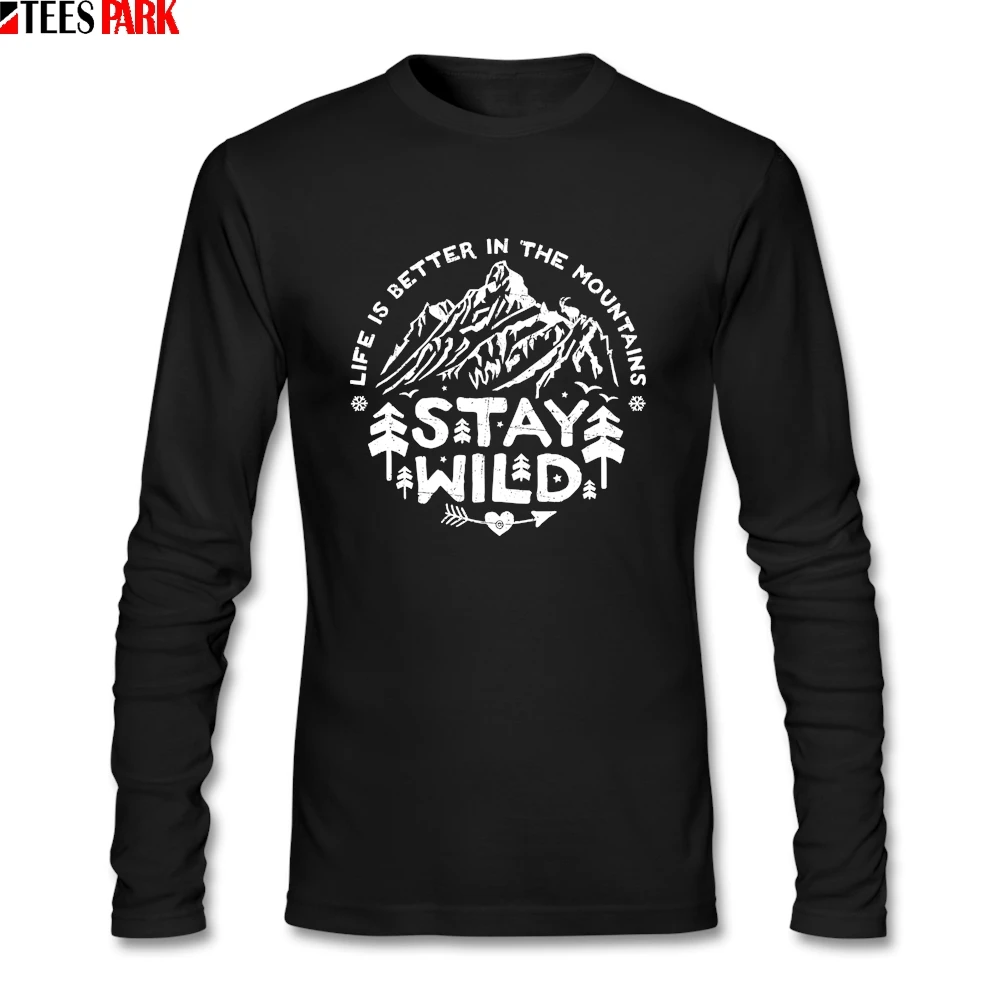 Для мужчин 100% хлопок stay wild футболка Новый Camisetas Абстрактная живопись с длинным