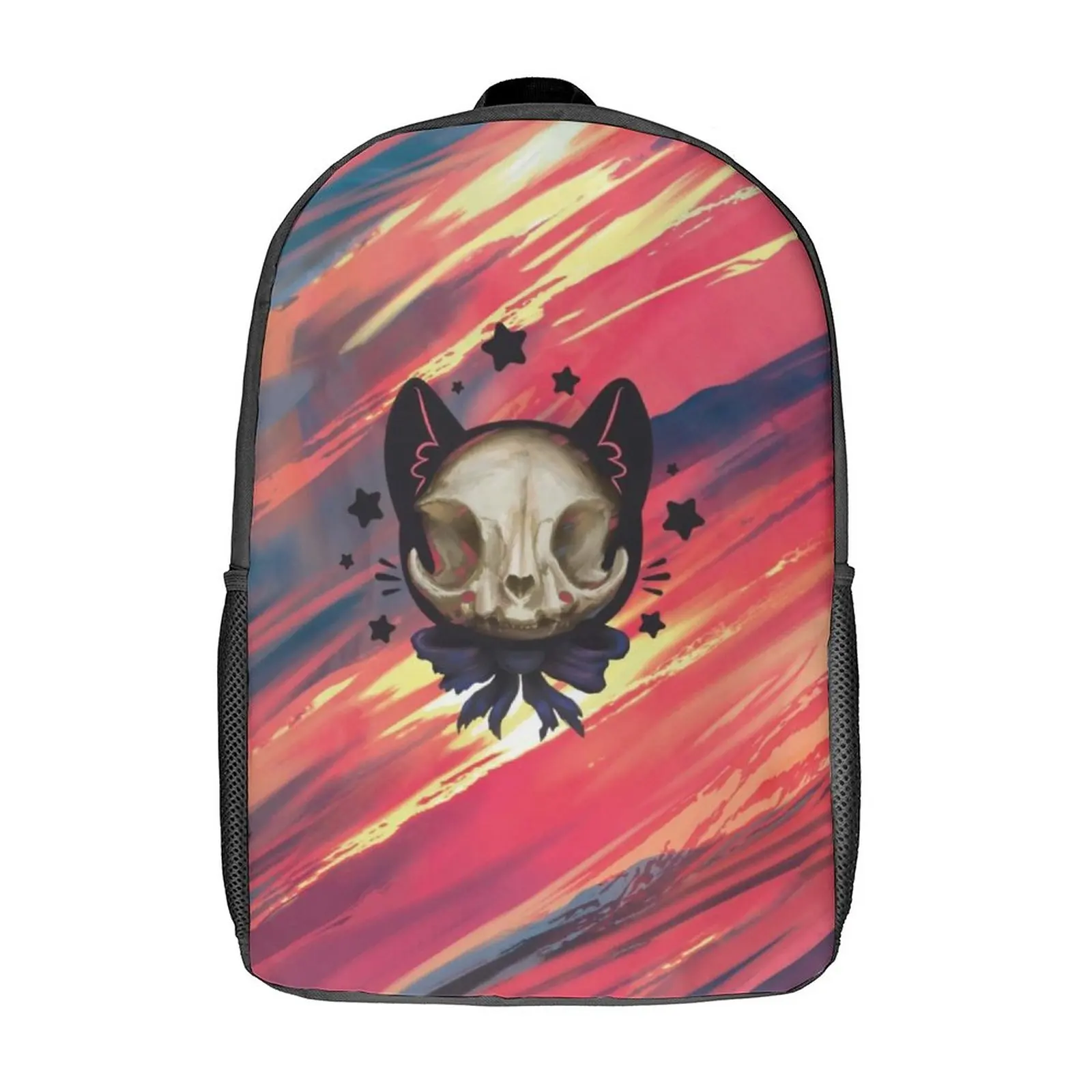 

Рюкзак мужской из полиэстера с изображением кошки, черепа, скелета