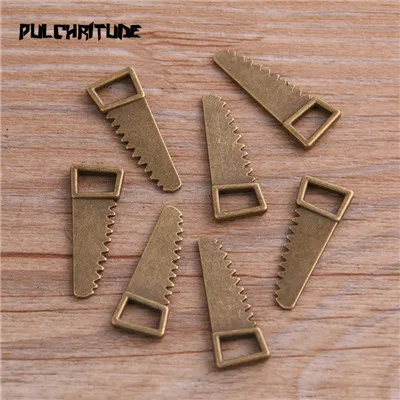 Покрытие антикварной бронзой PULCHRITUDE, 20 шт, 9*24 мм, два цвета, металлический сплав цинка, предметы первой необходимости, инструмент пилы, подвески, подходят для ювелирных изделий, подвески, подвески - Окраска металла: Покрытие антикварной бронзой