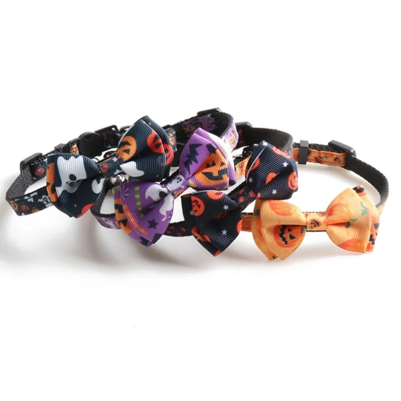 

Pet Top Cat Accessories Collar For Cats Halloween Pet Decoration Props Bow Tie Collar Adjustable Quick Separation Dropship