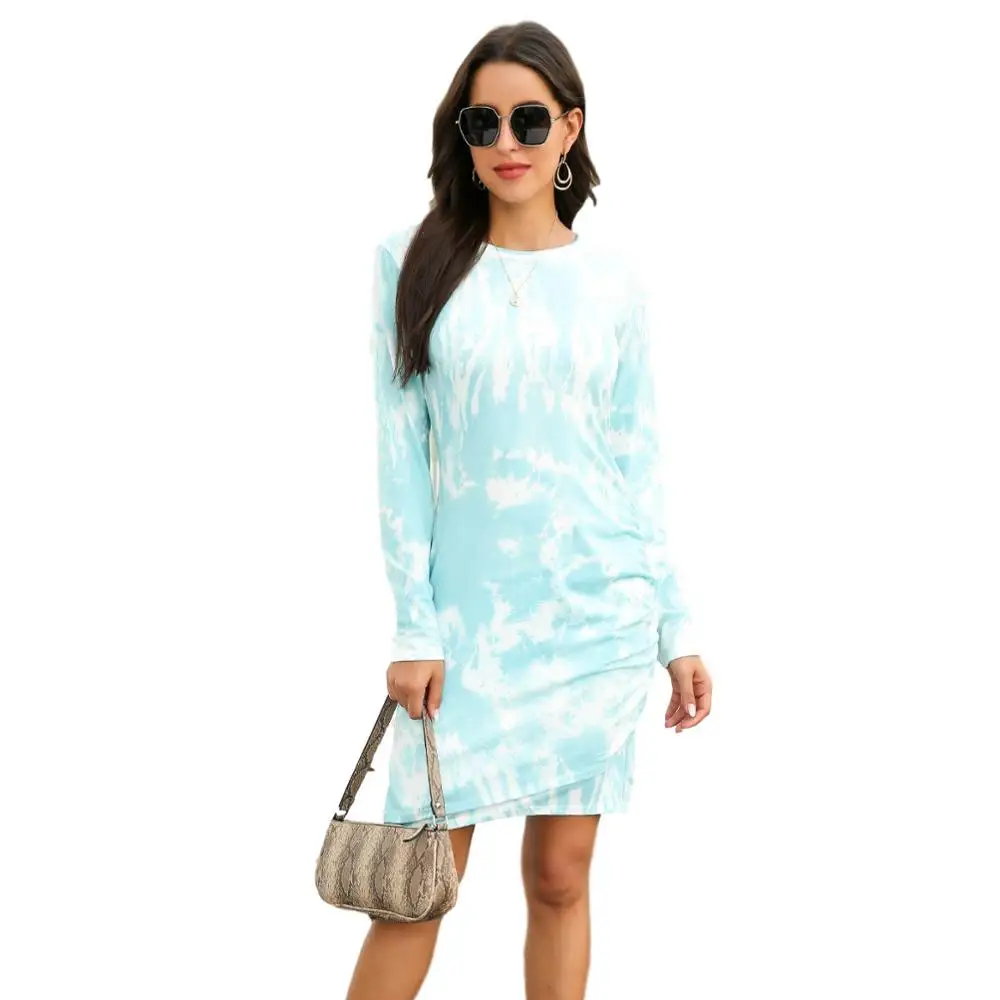 

YUPINCIAGA Women Dresses Sweet Style 2020 Autumn New Hot Sale Tie-dye Long Sleeve O-neck Dress Femme Casual A-line Dresses S-XXL