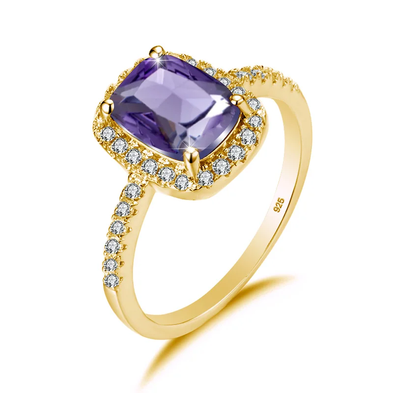 

Кольцо из стерлингового серебра 925 пробы с аметистом для женщин