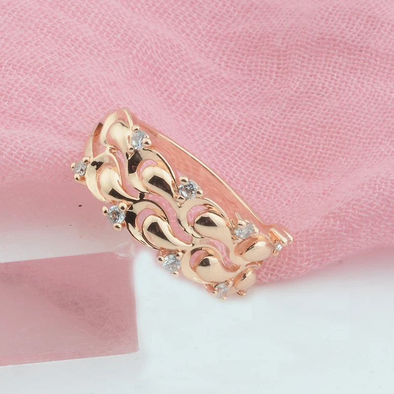 FJ 8 мм s женские кольца 585 розового золота вечерние ами и кристаллами|Кольца| |