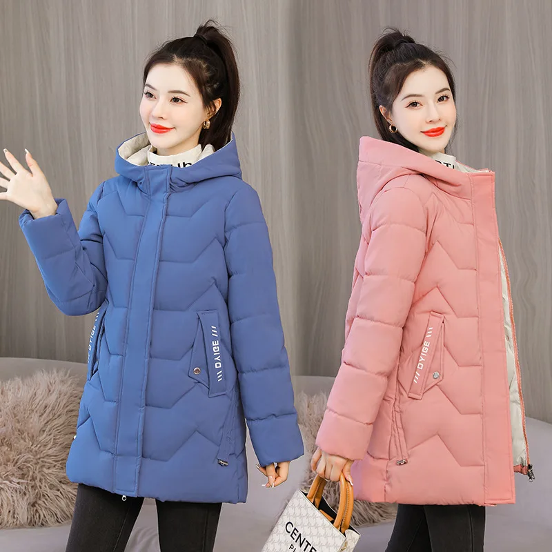 2021 Spring and Winter Coat Women's Coat Long Coat Slim Women's Down Cotton Coat Hooded Thicken Warm Coat Loose Casual Jacket