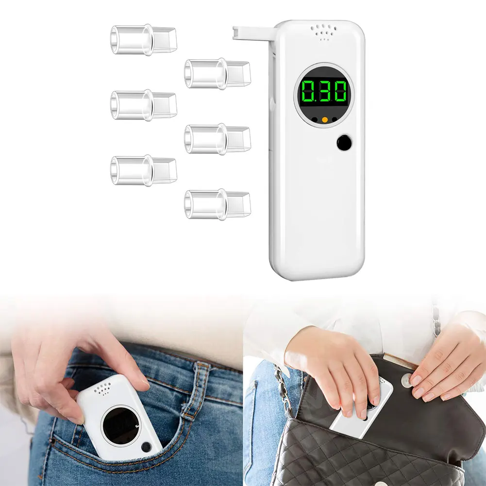 

1PCS Handheld Backlight Digital Alcohol Tester Digital Alcohol Breath Tester Breathalyzer Analyzer LCD Display with 6 Mouthpiece