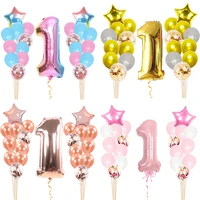 1st happy birthday confetti balloons foil number balloons first baby boy girl latex party decorations my 1 year supplies ball