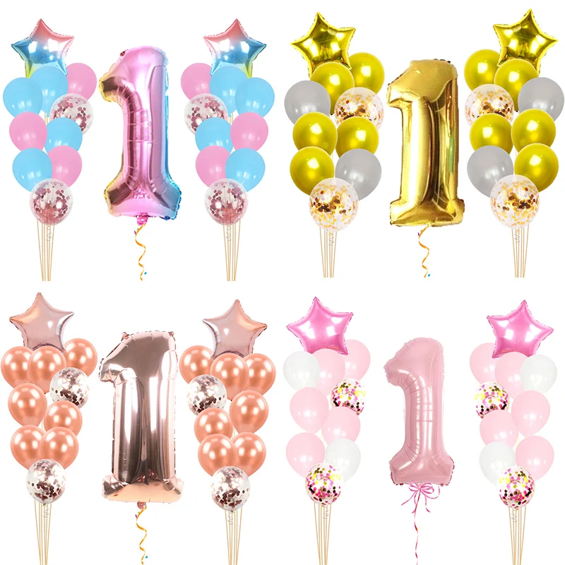 1st с днем рождения шарики конфетти воздушные шары из фольги в виде цифр во-первых