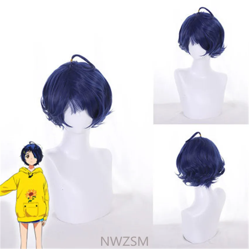 

Wonder Egg Priority Ohto Ai Cosplay Wig Blue Short Hair Wig Woman Girl Bobo Curly Headgear Halloween Party Costume Props