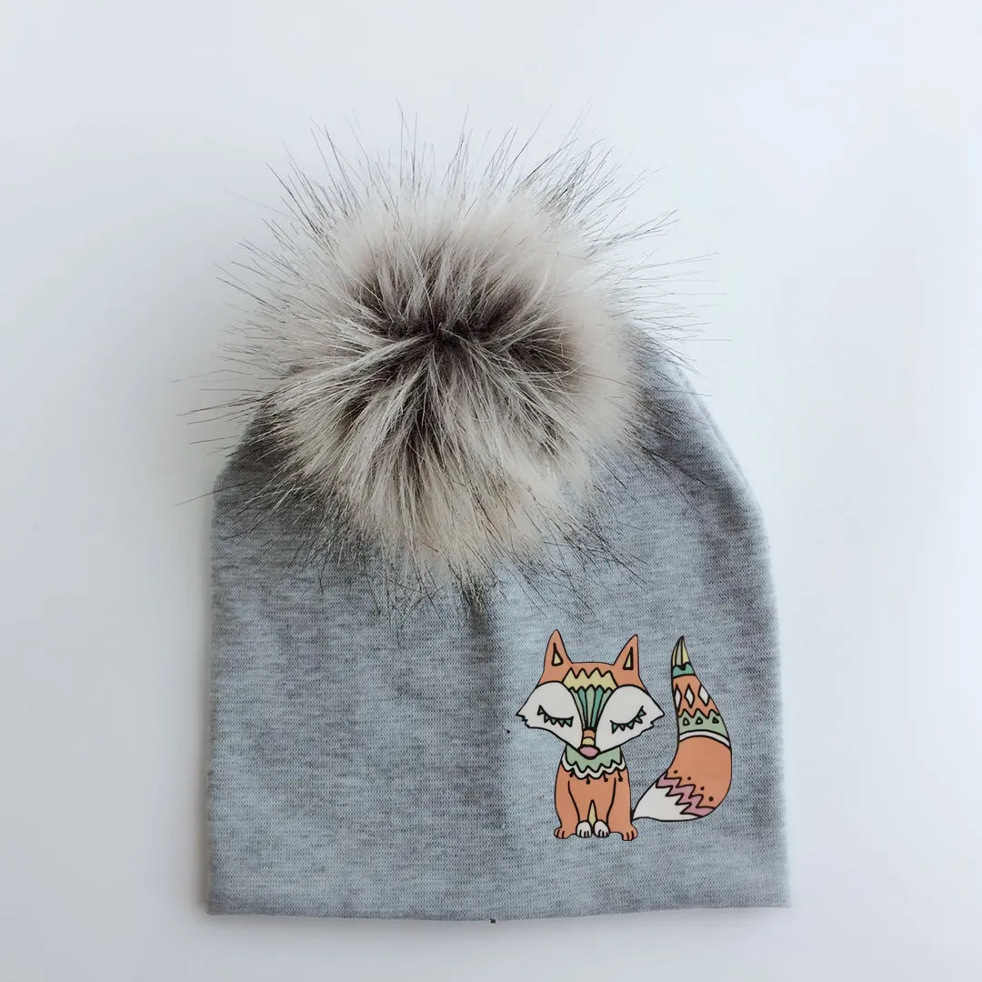 Шапочка детская демисезонная в виде животных стиле бохо | Детская одежда и обувь