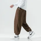 Брюки MRGB мужские вельветовые, модные повседневные однотонные шаровары в стиле Харадзюку, свободные штаны, Осень-зима 2022