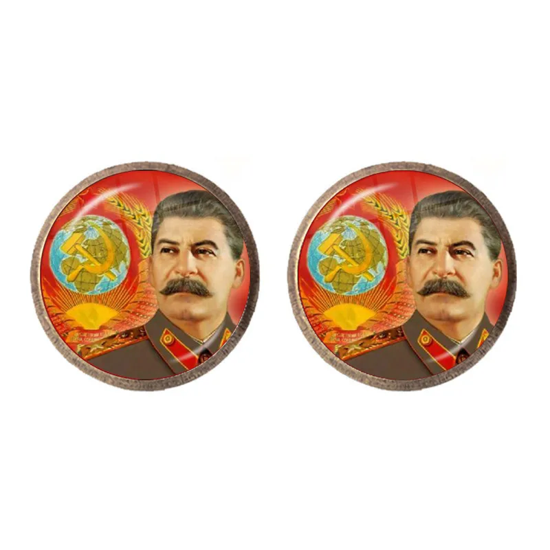 Советские СССР Сталин Ленин серьги гвоздики классическая красная звезда серп
