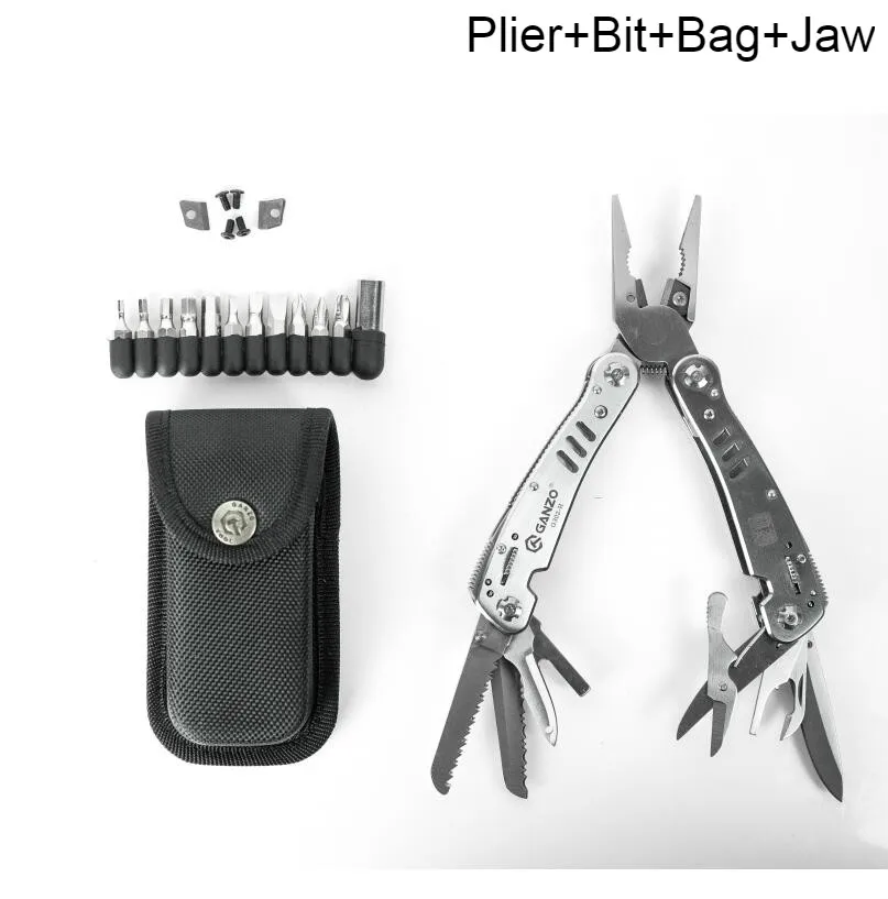 G302-H with jaws Ganzo G302H G302-H электродвигатель Мульти плоскогубцы; Набор инструментов нейлоновый мешочек хорошее сочетание нержавеющей стали Складной нож плоскогубцы для кемпинга - Цвет: G302-H with jaws