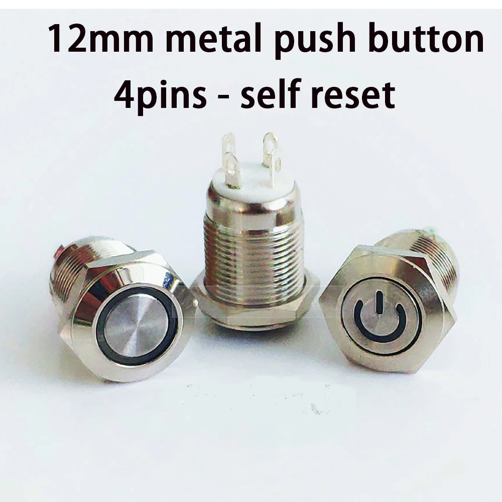 Кнопочный переключатель 12 мм цветной светодиодный с символом провода