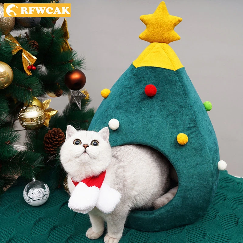 RFWCAK кошка кровать Рождество кошка дом Cuter подстилка для кошачьего наполнителя теплая пещера спальная клетка Рождество Каттен Mand кролик морская свинья домашние товары для домашних животных