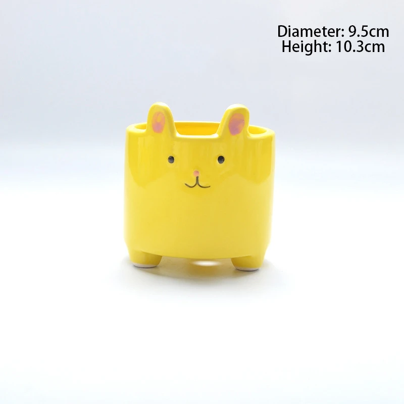 

4PCS Cartoon Succulent Ceramic Flower Pot Cute Pot Small Animal Flower Pot Creative Bedroom Desktop Decoration