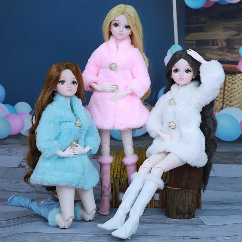 

1/3 BJD Doll Clothes Long Sleeve Soft Fur Tops Coat Winter Warm Casual Coat Toys For Girls Accessories Clothes For Dolls