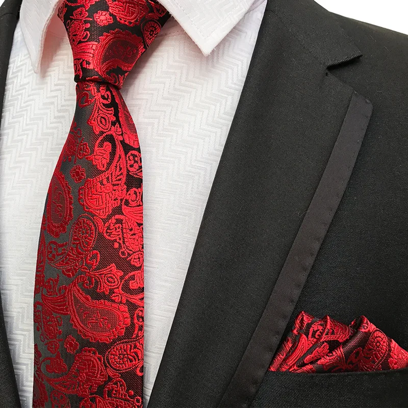 

New Polyester Material Men's Tie Fashion All Match Suit Waist Flower Tie Pocket Towel Suit Business Casual Square Scarf Tie Sets