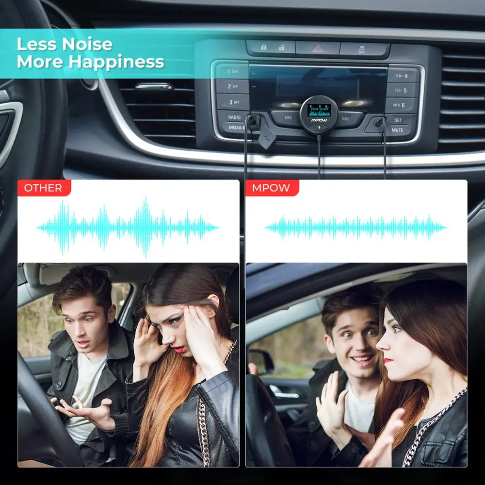 Mpow BH489 Bluetooth 5 0 автомобильный адаптер с экраном и шумоизолятором беспроводной
