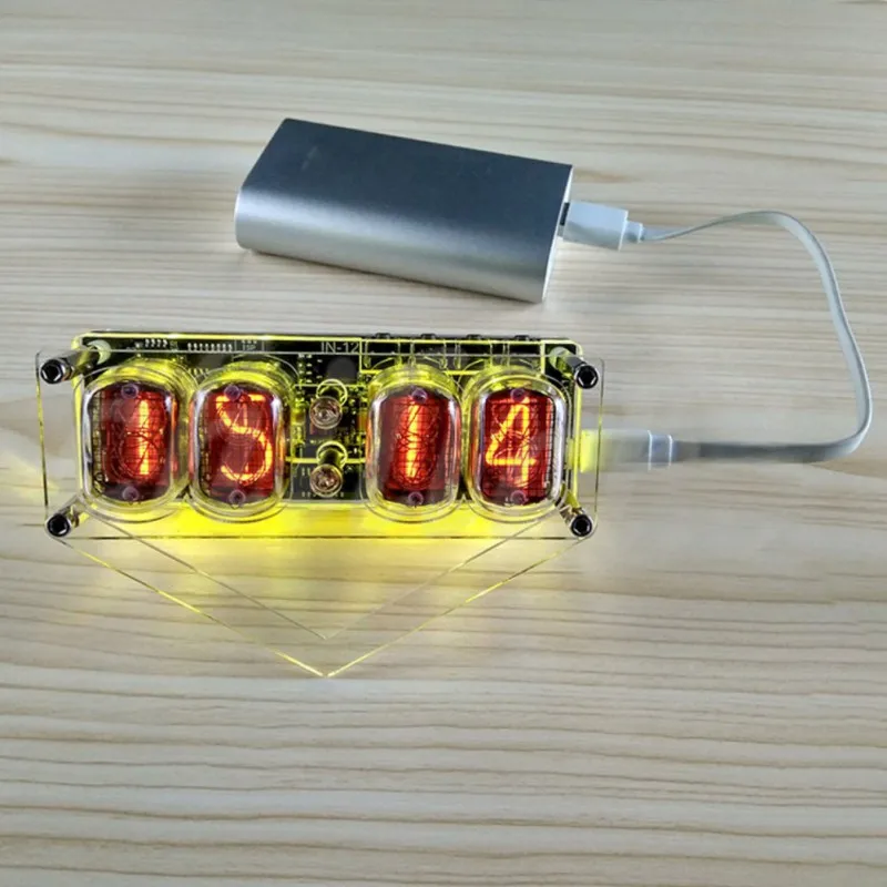 Nixie Tube Clock IN-12 4-bit Glow RGB Colorful Bulb Time Display Retro Table |