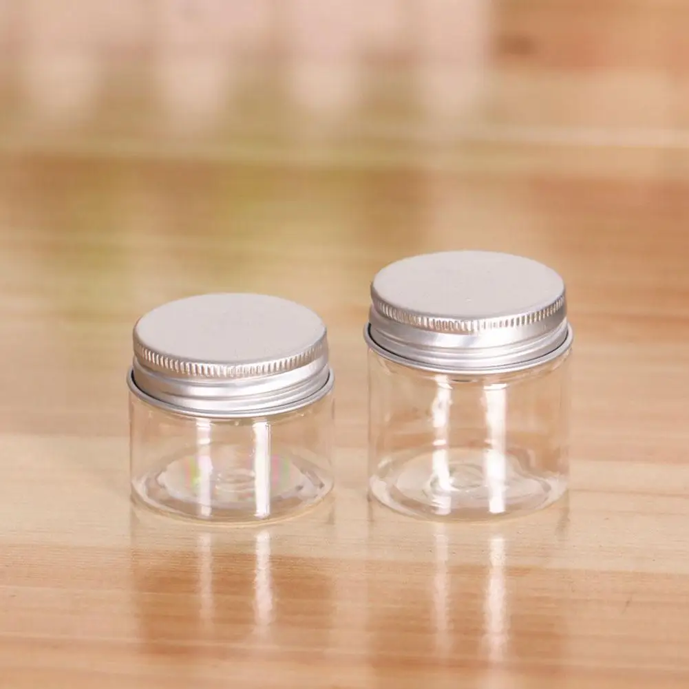 

1pcs Aluminum Balm Cap Round Wide Mouth Plastic Storage Transparent Container Canister Bottle Clear 30ml-80ml Jars Travel P O7J3