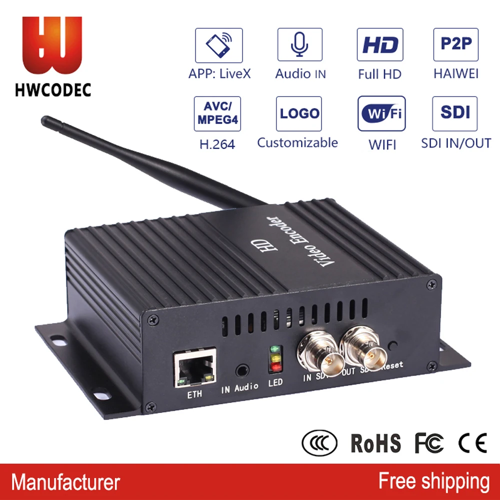 HWCODEC H3610W H.264 кодировщик MPEG 4 видео аудио Wi Fi интернет телевидением RTSP RTMP UDP HLS ONVIF HD SDI