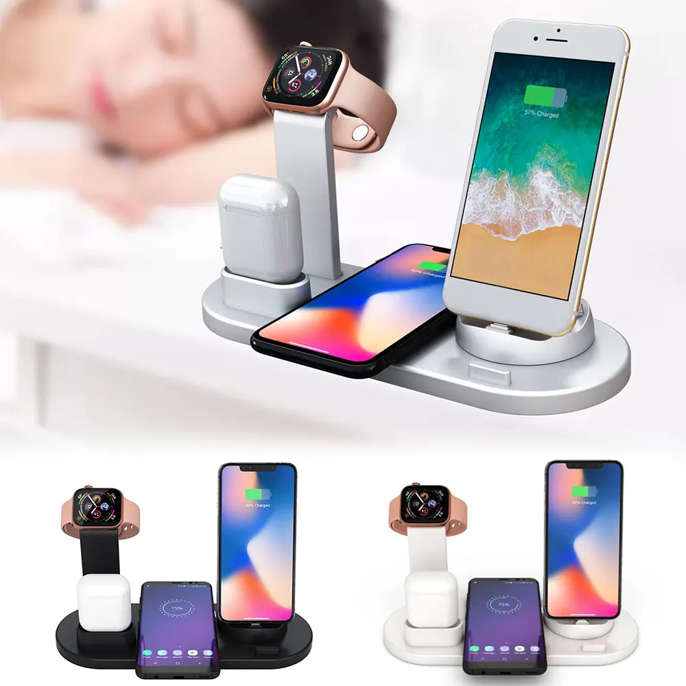 4 в 1 360 Вращающаяся Беспроводная зарядка Индукционная подставка для зарядного