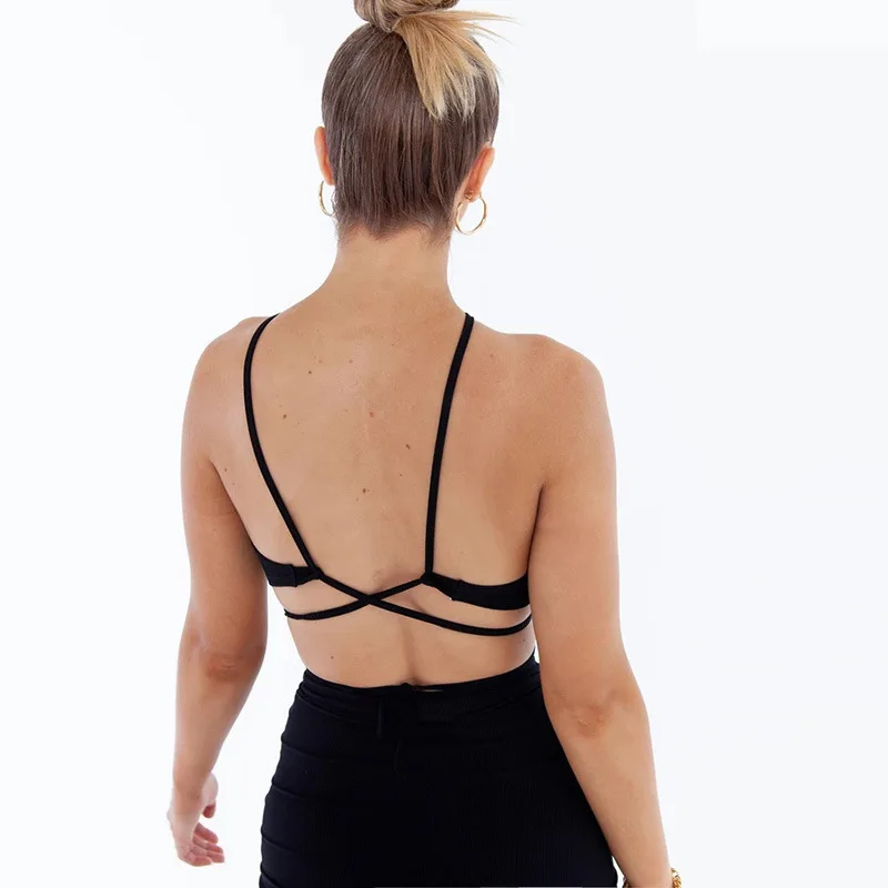 

Crop Vest Top Women Summer Clothes Sexy Stitch Drawstring Halter Tank Tops