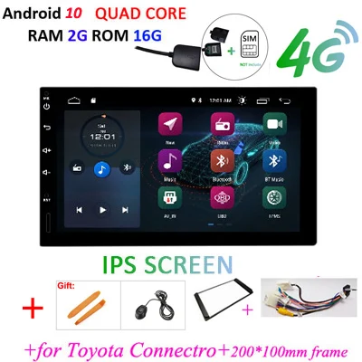 DSP 4G SIM ips HD экран Android 10 автомобильное радио стерео gps навигация Универсальный 2 din для VW/NISSAN/TOYOTA автомобильный ПК мультимедиа obd2 - Цвет: TO F 2G 16G IPS