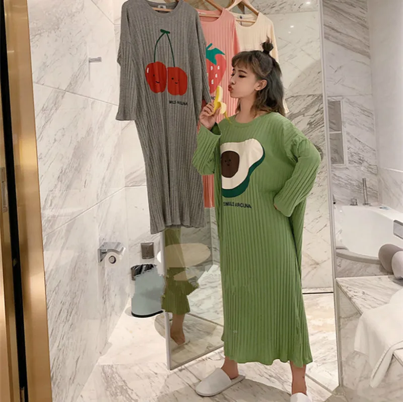 Осенне-зимняя женская ночная рубашка с длинным рукавом из хлопка в стиле пэчворк