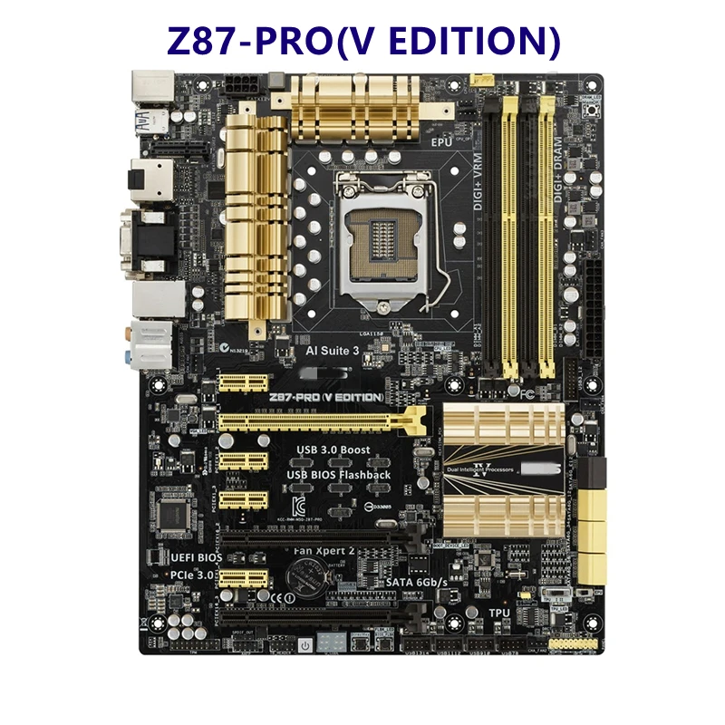 Материнские платы для настольных ПК Intel Z87 ASUS Z87-PRO (V EDITION) LGA1150 DDR3 I7 4770K ЦП PCI-E 3 0 USB3.0 ATX
