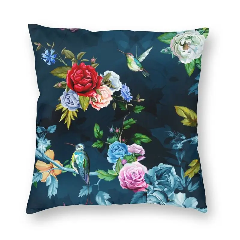 Темно синего цвета с цветочным узором и покладая рук Подушка птицей Чехол дома