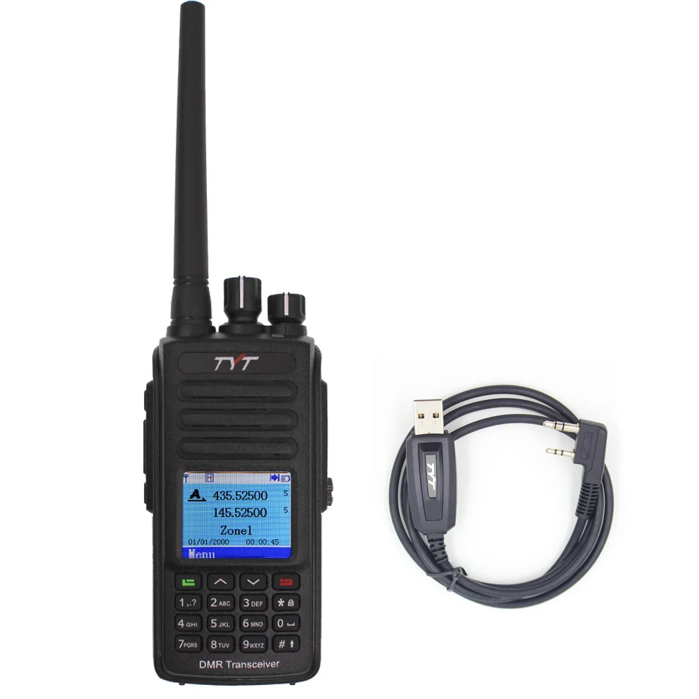 Add a cable TYT MD-UV390 DMR радиостанция 5 Вт 136-174 МГц и 400-480 МГц рация MD-390 IP67 Водонепроницаемый двойной раз Dlot цифровое радио - Цвет: Add a cable