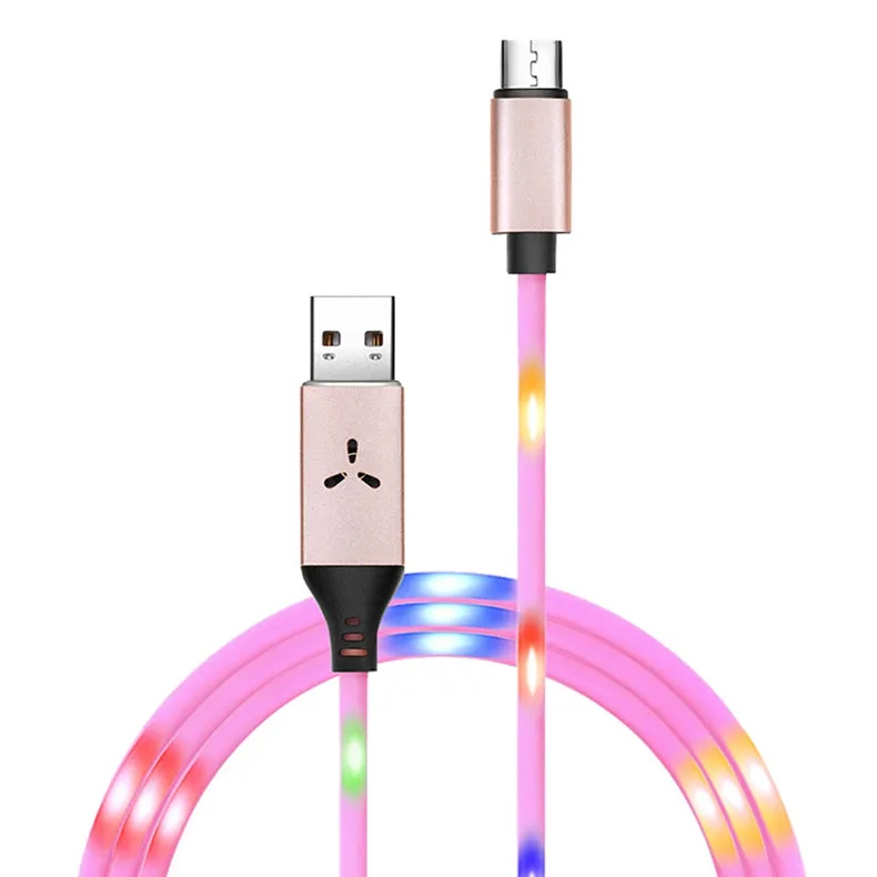 NOHON светодиодный мигающий usb-кабель для iPhone X, XS, XR, для samsung, S10, S9, быстрая зарядка, Тип C, Micro USB, шнур для передачи данных
