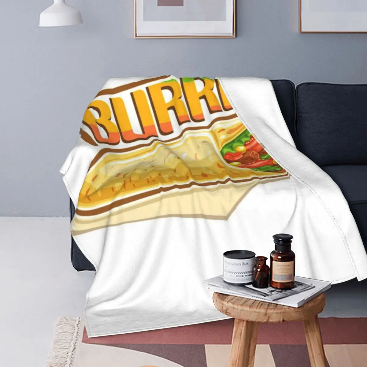 

Burrito Merch Blanket Mexican Food Outdoor Soft Blanket Cheap Aesthetic Fleece Bedspread