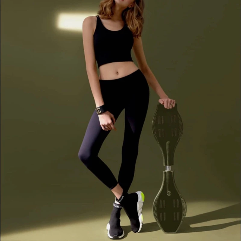 Женские облегающие леггинсы для фитнеса однотонные хлопковые до щиколотки с
